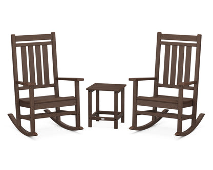 POLYWOOD® Estate 3-Piece Rocking Chair Set with Long Island 18" Side Table in Mahogany