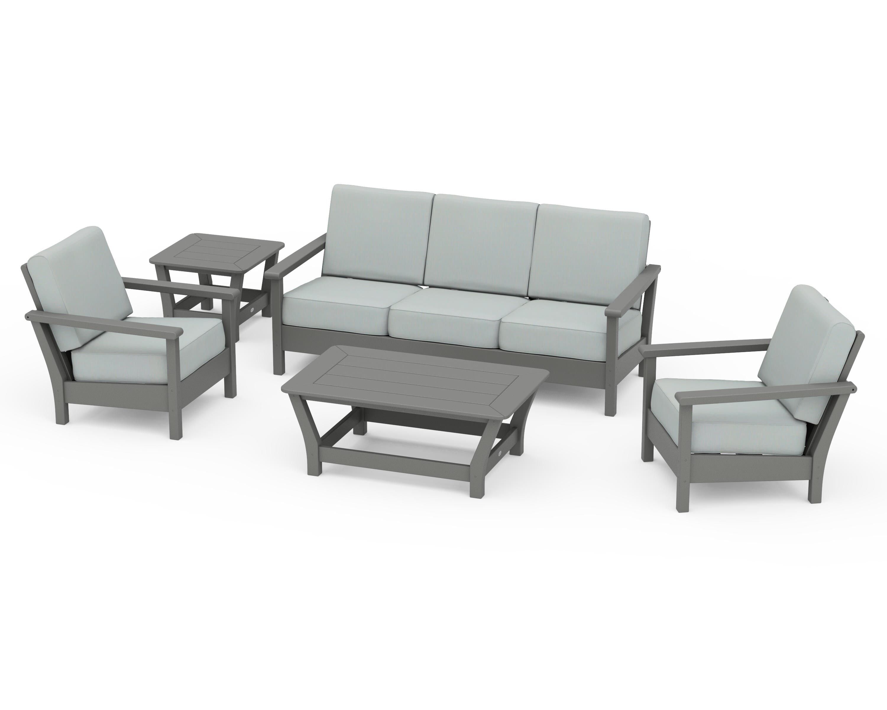 POLYWOOD® Harbour 5-Piece Deep Seating Set in Slate Grey / Spa