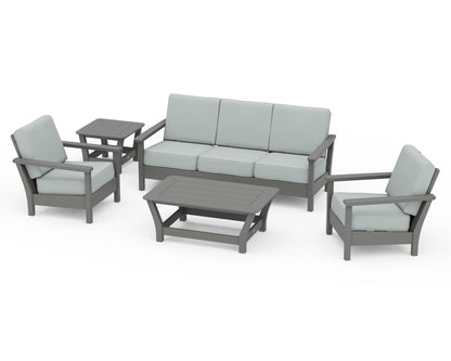 POLYWOOD® Harbour 5-Piece Deep Seating Set in Slate Grey / Spa