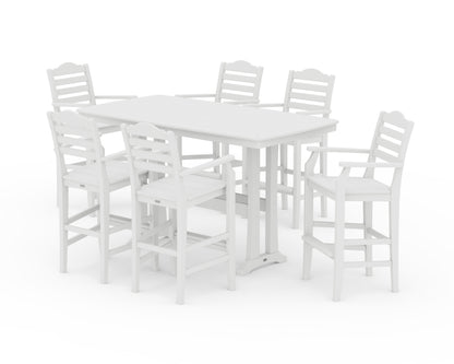 Draper James™ by  POLYWOOD® Savannah Arm Chair 7-Piece Bar Set with Trestle Legs in White
