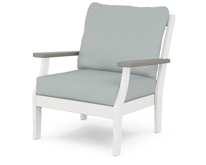 POLYWOOD® Braxton Deep Seating Chair in White / Driftwood / Spa