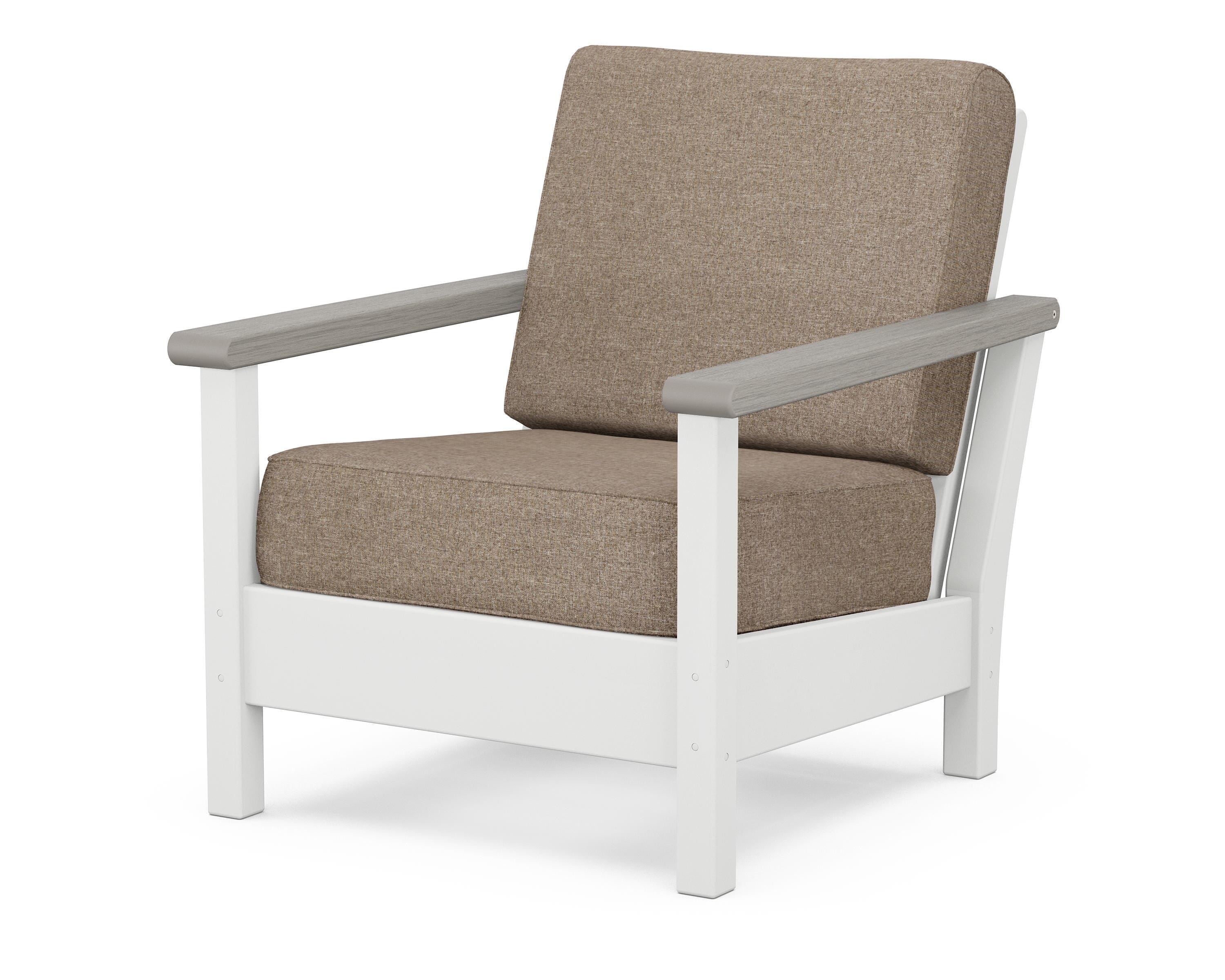 POLYWOOD® Harbour Deep Seating Chair in White / Driftwood / Spiced Burlap
