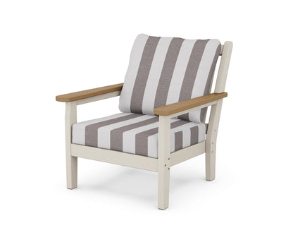 POLYWOOD® Chippendale Deep Seating Chair in Sand / Natural / Cabana Stripe Grey Mist