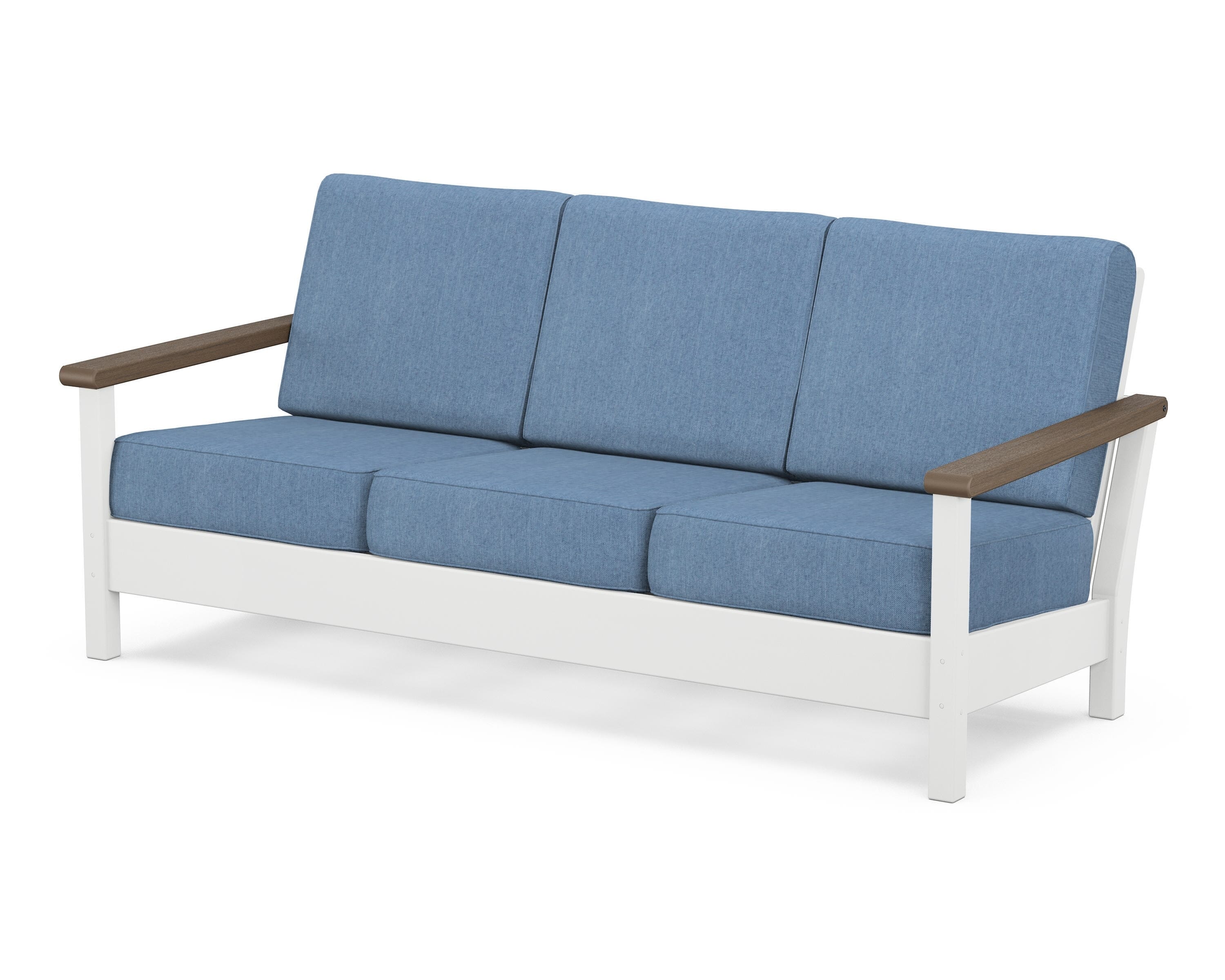 POLYWOOD® Harbour Deep Seating Sofa in White / Kona / Sky Blue