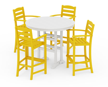 POLYWOOD® La Casa Café 5-Piece Bar Dining Set in Lemon / White