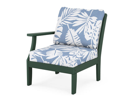 POLYWOOD® Braxton Modular Left Arm Chair in Green / Leaf Sky Blue
