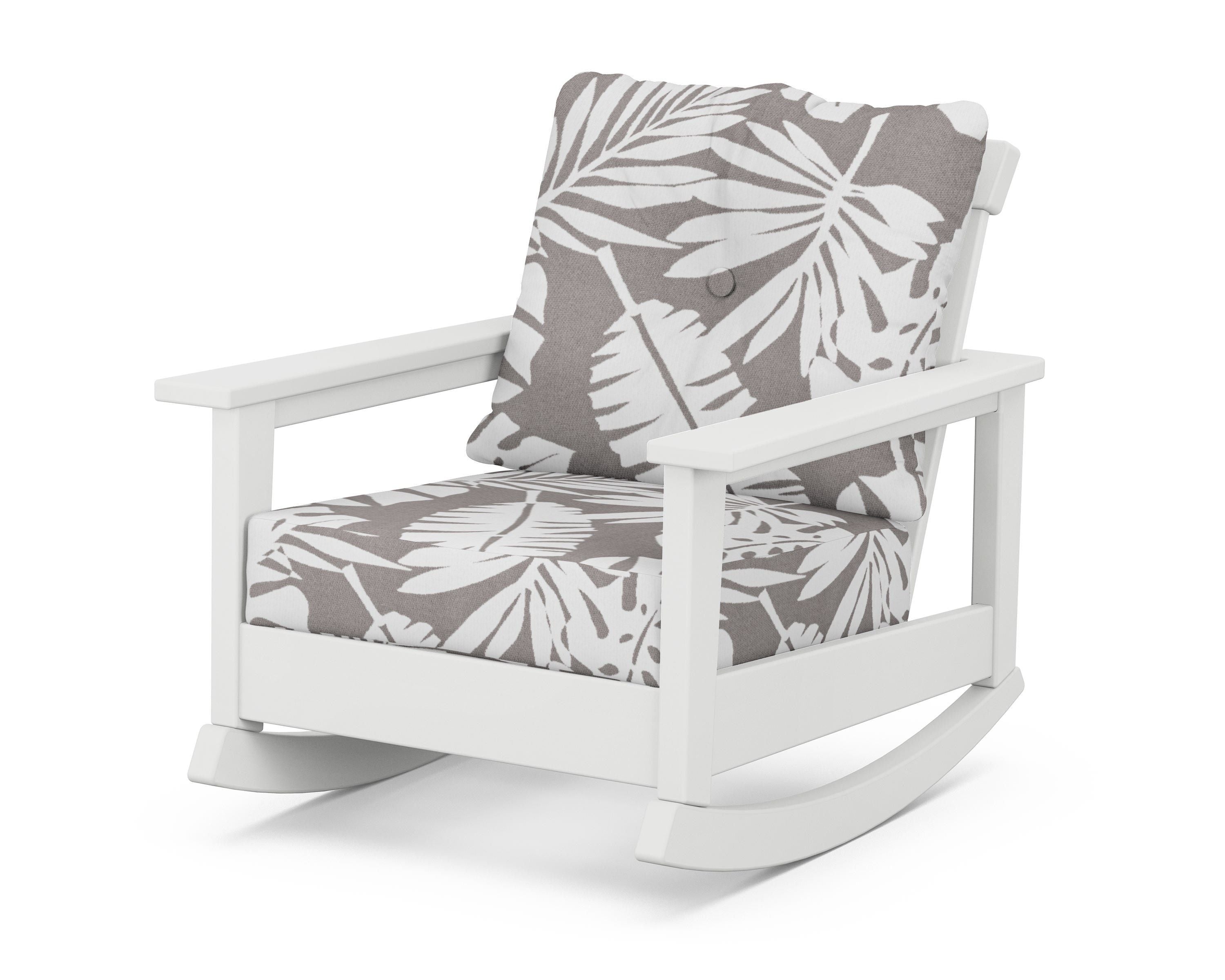POLYWOOD® Prescott Deep Seating Rocking Chair in White / Leaf Grey Mist