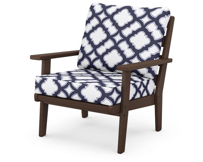 POLYWOOD® Grant Park Deep Seating Chair in Mahogany / Trellis Navy