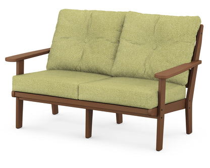 POLYWOOD® Lakeside Deep Seating Loveseat in Teak / Chartreuse Boucle