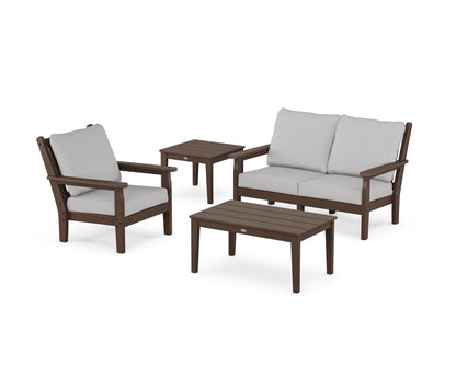 POLYWOOD® Chippendale 4-Piece Deep Seating Set in Mahogany / Granite