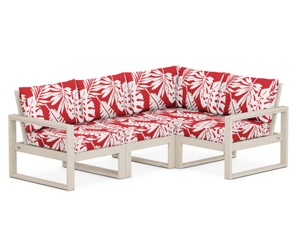 POLYWOOD® EDGE 4-Piece Modular Deep Seating Set in Sand / Leaf Crimson