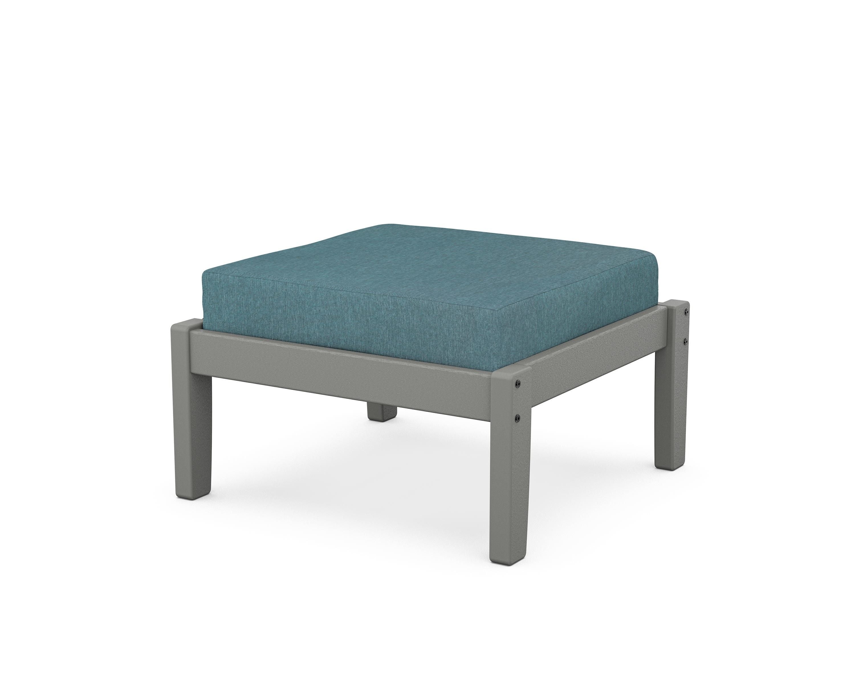 Unbranded Deep Seating Ottoman in Slate Grey / Ocean Teal