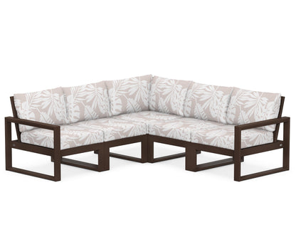 POLYWOOD® EDGE 5-Piece Modular Deep Seating Set in Mahogany / Leaf Dune Burlap