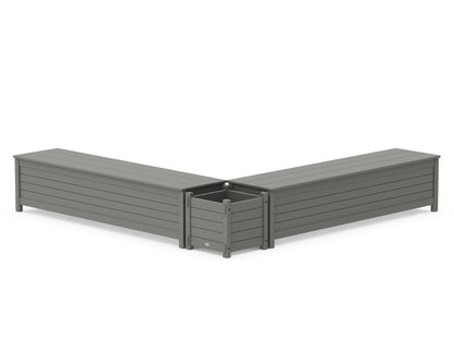 POLYWOOD® 72" Nautical L- Shaped Planter Storage Bench Set in Slate Grey