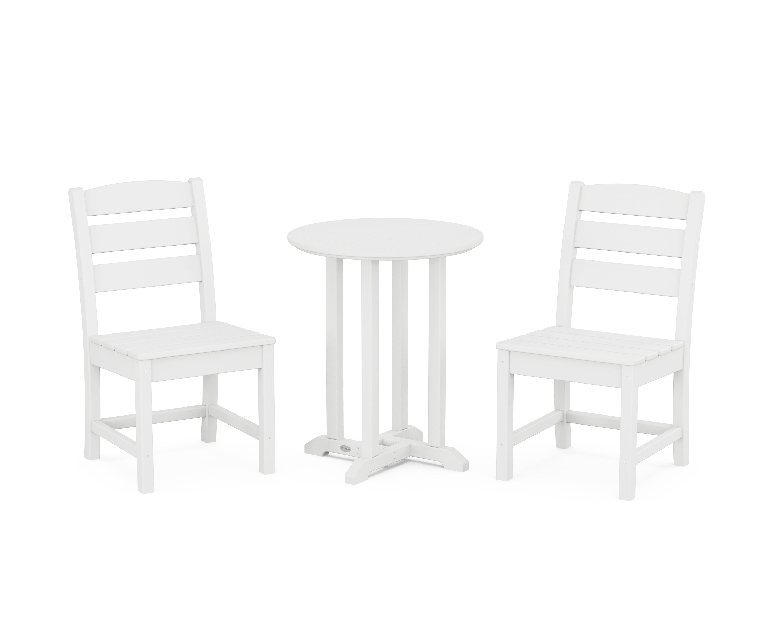 POLYWOOD® Lakeside Side Chair 3-Piece Round Bistro Dining Set in White