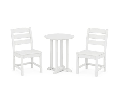 POLYWOOD® Lakeside Side Chair 3-Piece Round Bistro Dining Set in White
