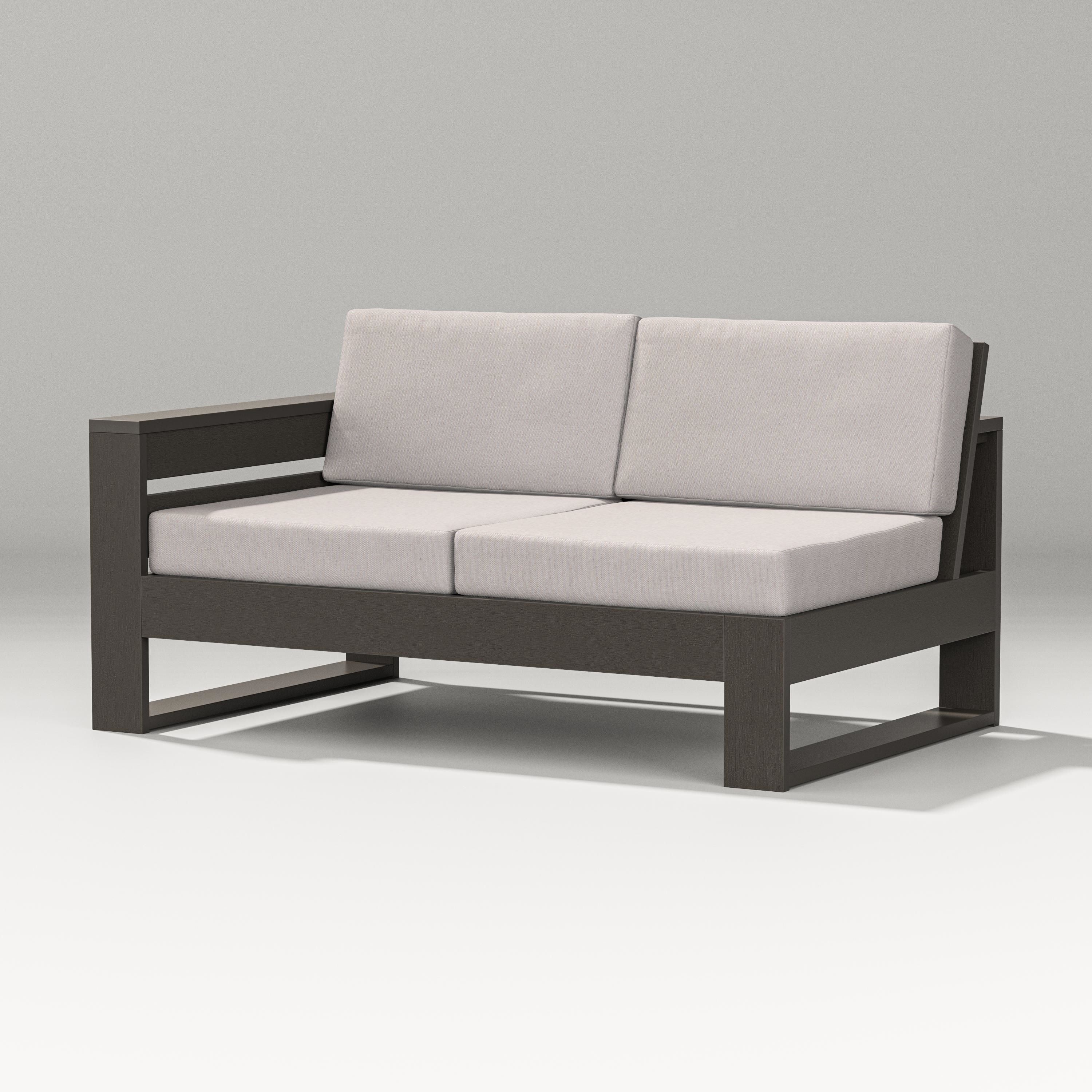 PW Designer Series Latitude Modular Left Arm Loveseat in Vintage Coffee / Dune Burlap