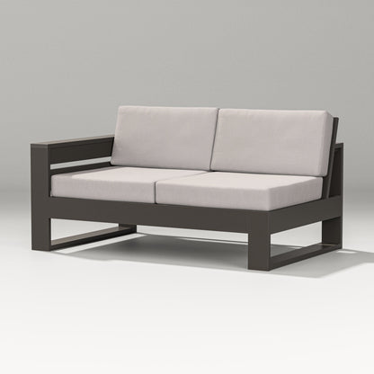 PW Designer Series Latitude Modular Left Arm Loveseat in Vintage Coffee / Dune Burlap