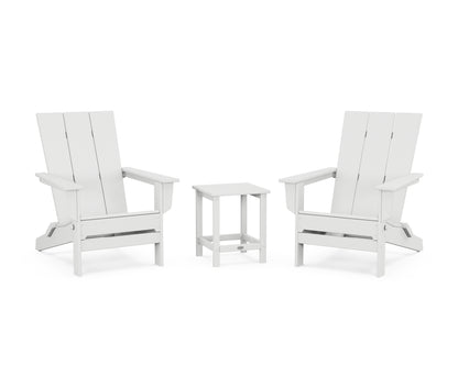 POLYWOOD® 3-Piece Modern Studio Folding Adirondack Set in White