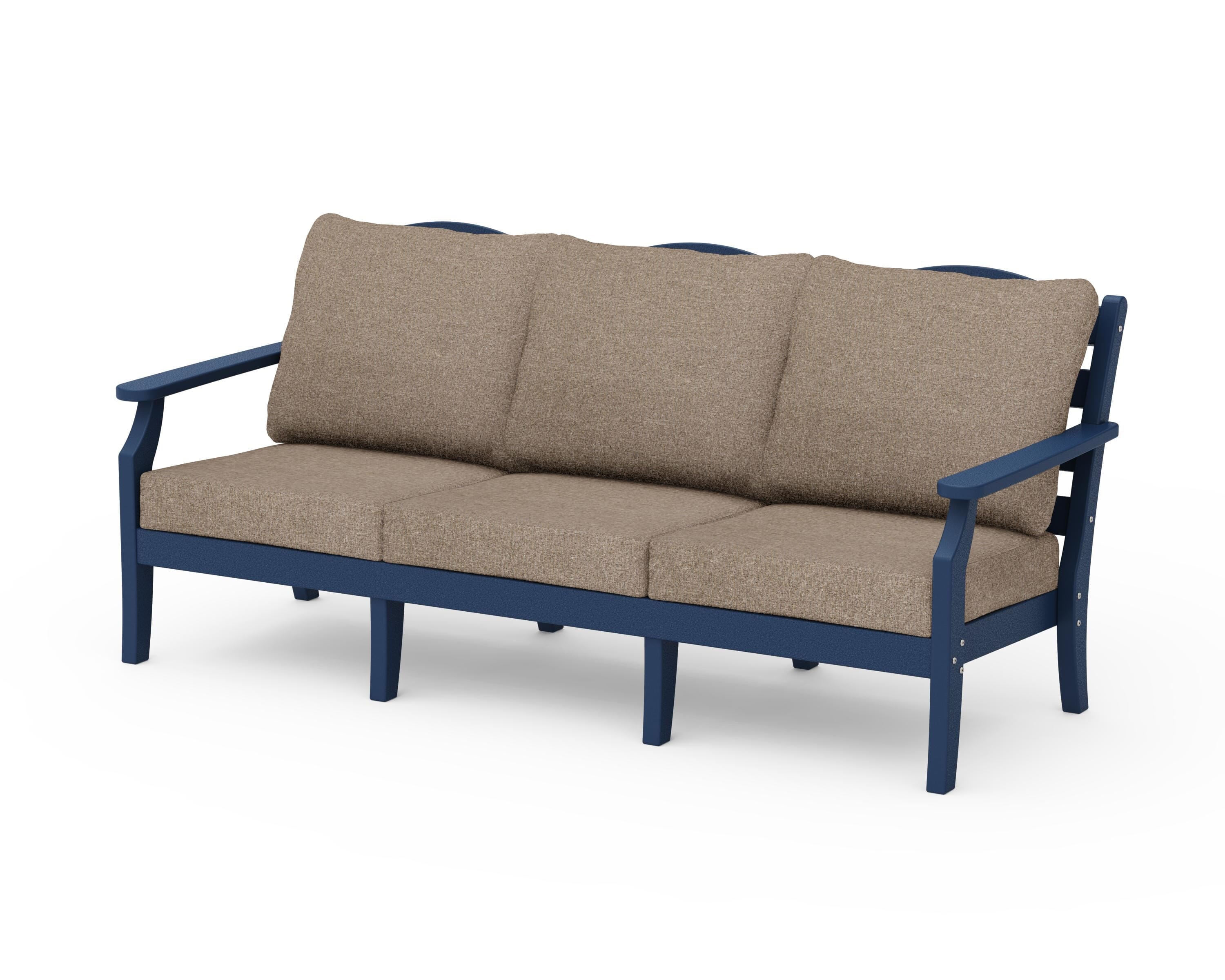 Draper James™ by  POLYWOOD® Savannah Deep Seating Sofa in Navy / Spiced Burlap