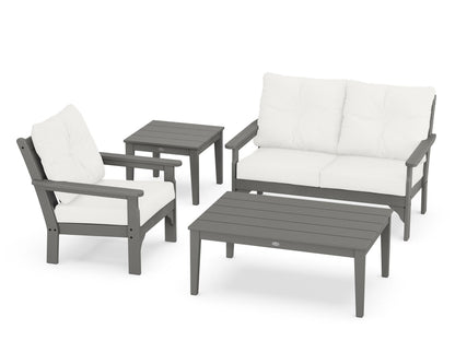 POLYWOOD® Vineyard 4-Piece Deep Seating Set in Slate Grey / Natural Linen