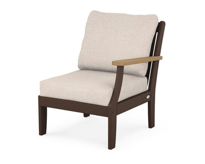 POLYWOOD® Braxton Modular Right Arm Chair in Mahogany / Natural / Blend Linen