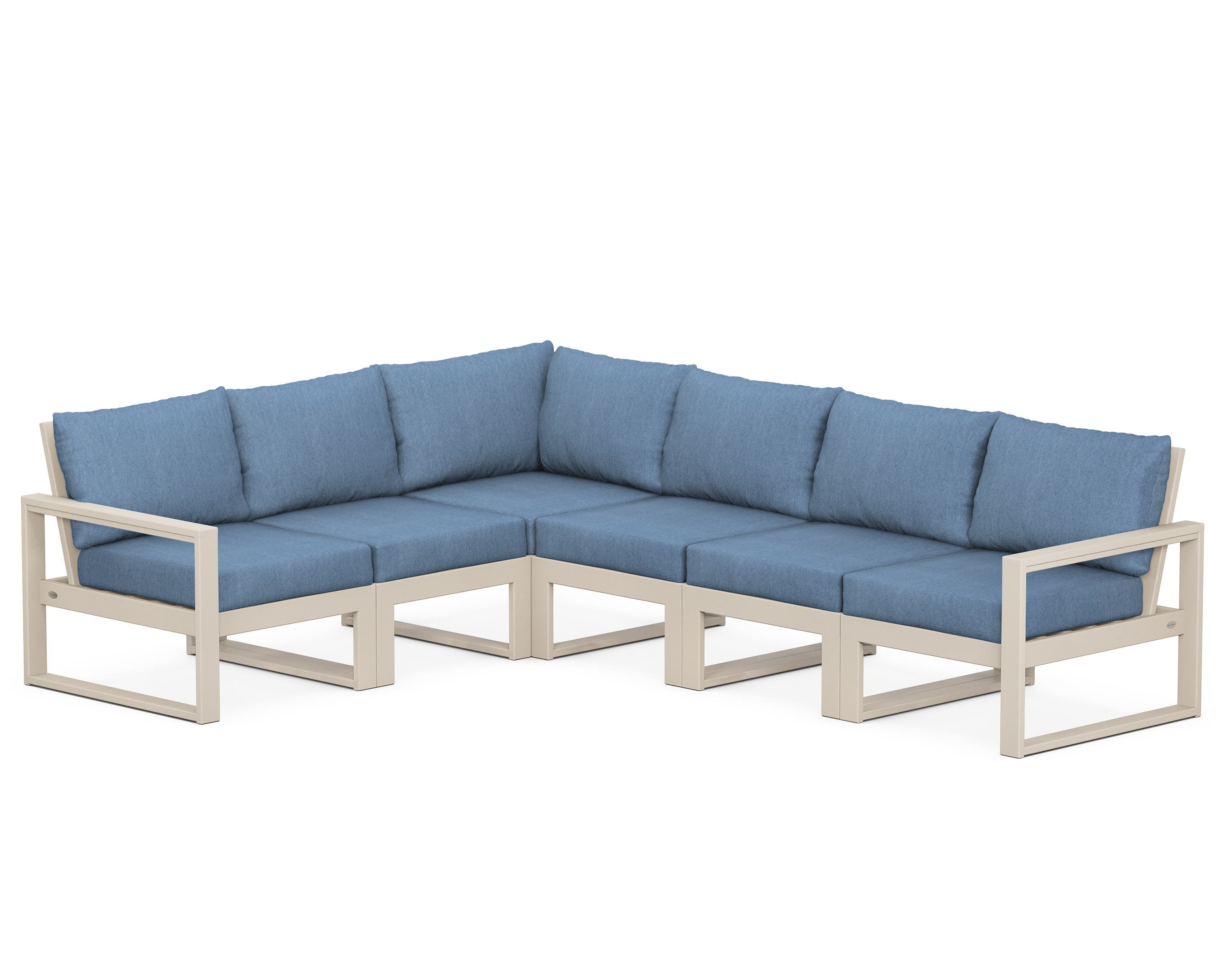 POLYWOOD® EDGE 6-Piece Modular Deep Seating Set in Sand / Sky Blue