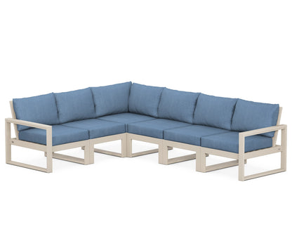 POLYWOOD® EDGE 6-Piece Modular Deep Seating Set in Sand / Sky Blue