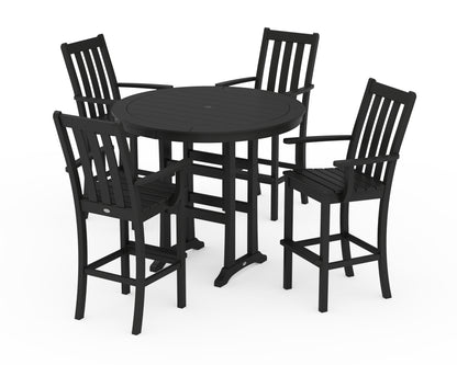POLYWOOD® Vineyard 5-Piece Round Bar Set in Black