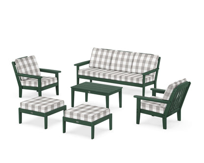 Country Living Cottage 6-Piece Lounge Sofa Set in Green / Buffalo Plaid Grey Mist