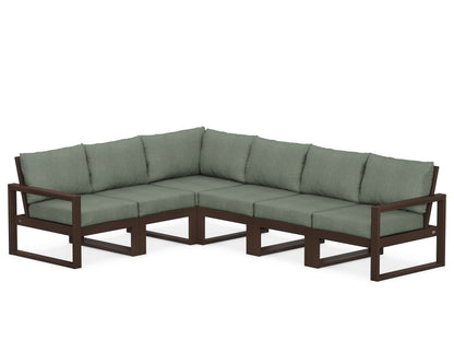POLYWOOD® EDGE 6-Piece Modular Deep Seating Set in Mahogany / Cast Sage