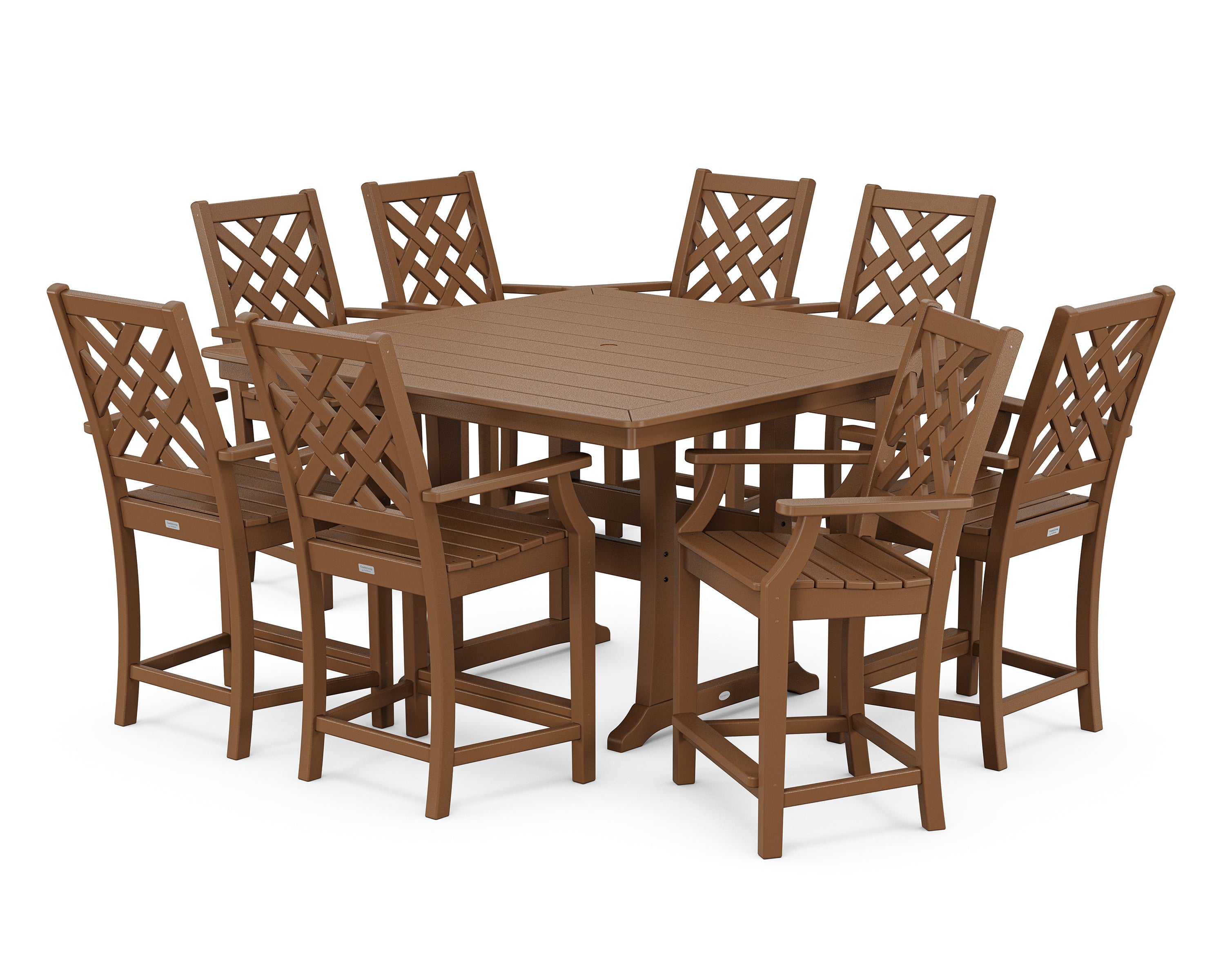 Country Living Wovendale 9-Piece Square Counter Set with Trestle Legs in Teak