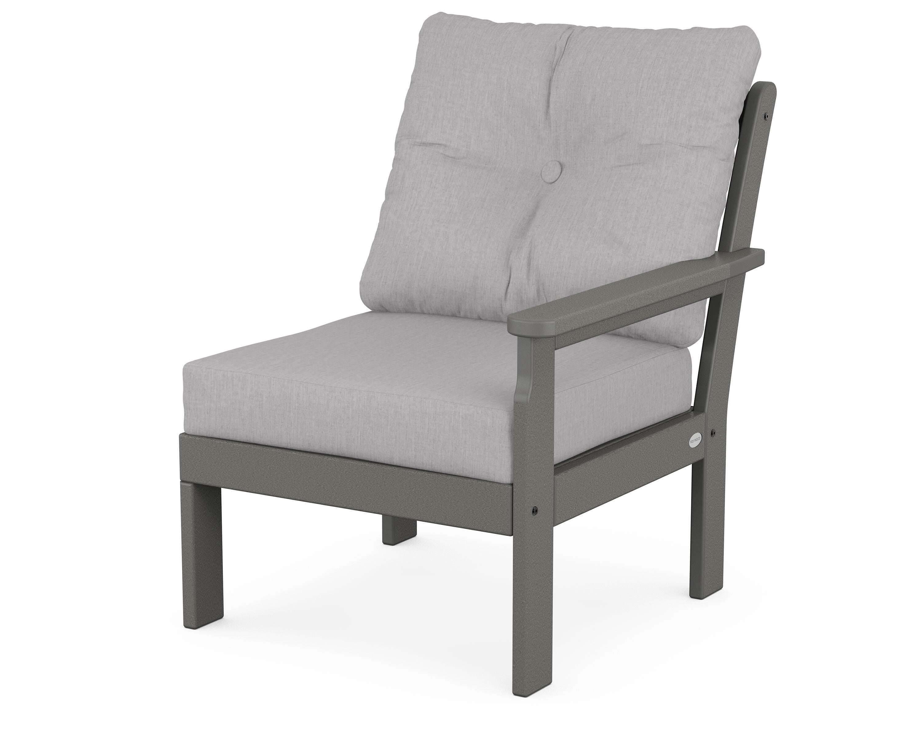 POLYWOOD® Vineyard Modular Right Arm Chair in Slate Grey / Granite