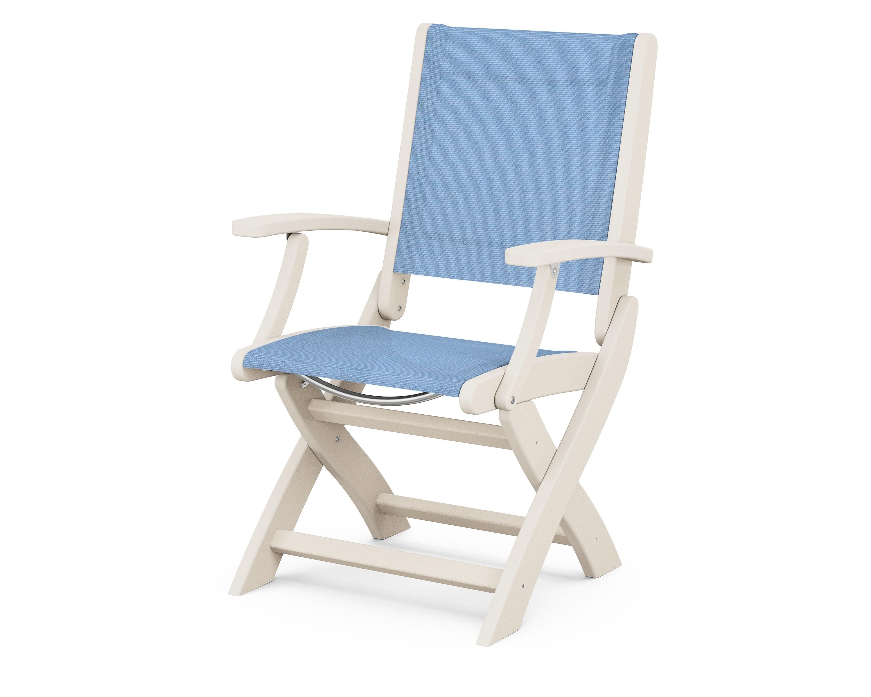 POLYWOOD® Coastal Folding Chair in Sand / Poolside Sling