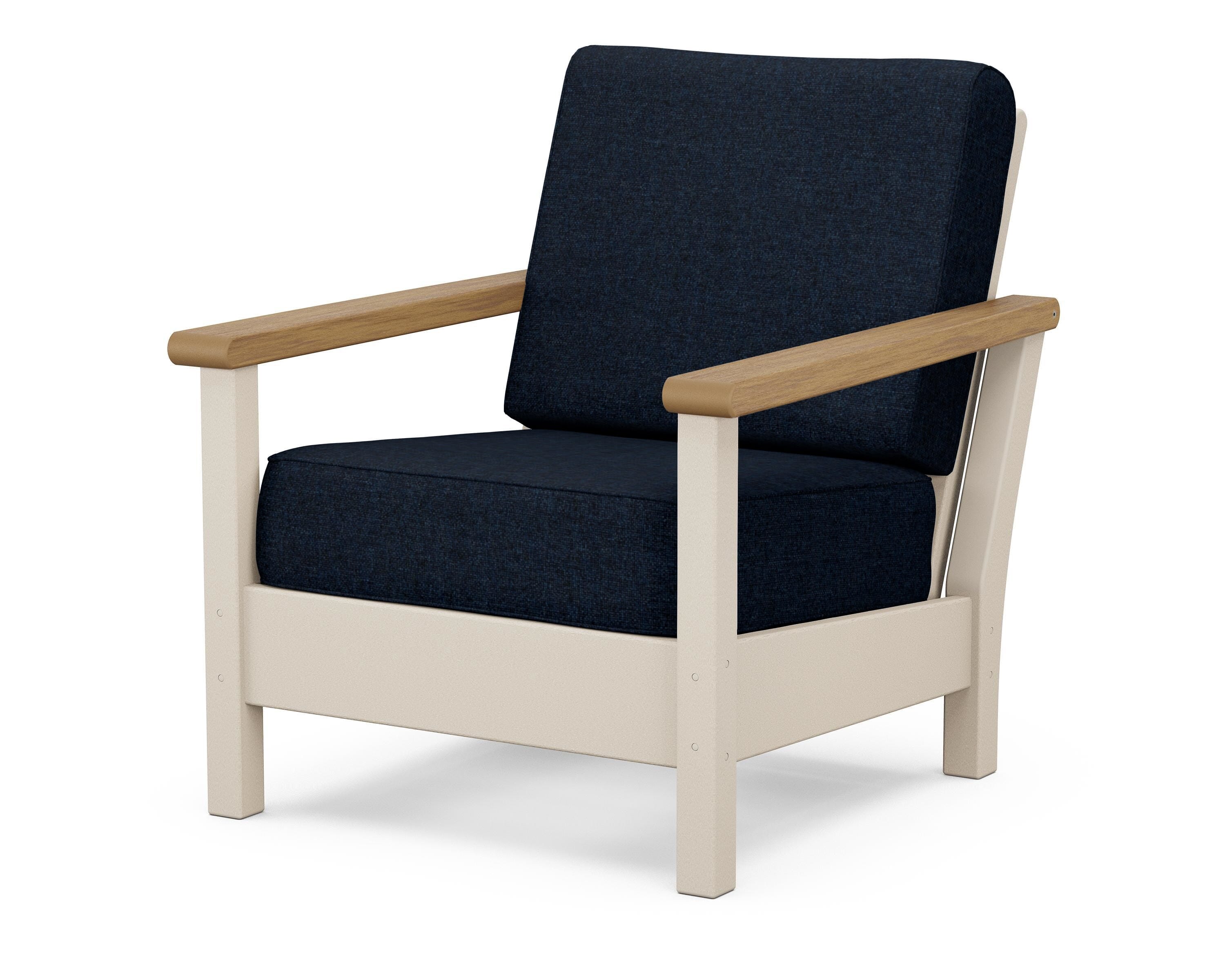 POLYWOOD® Harbour Deep Seating Chair in Sand / Natural / Marine Indigo