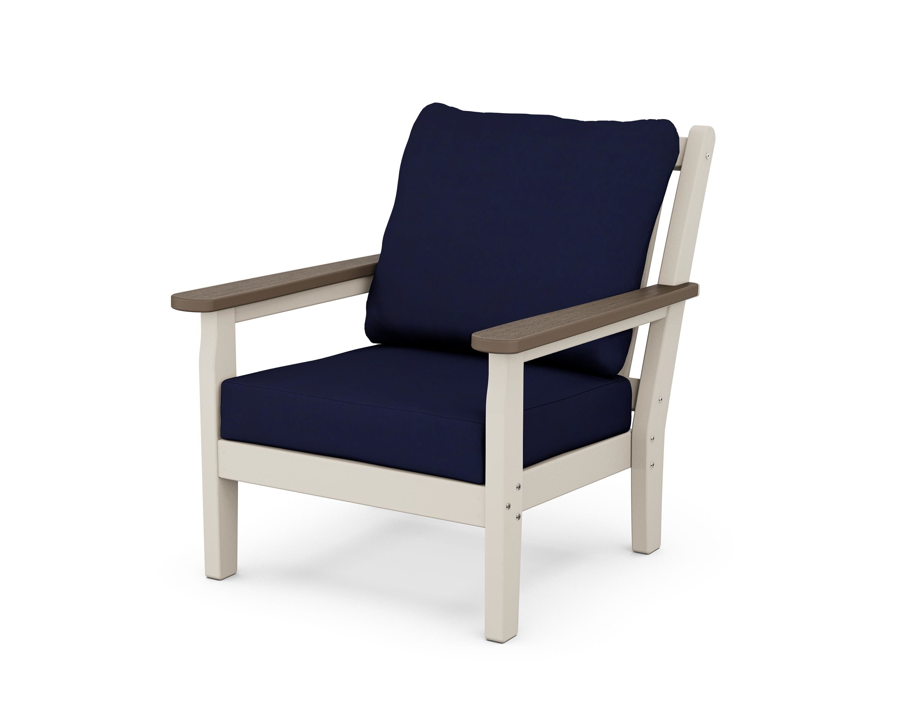 POLYWOOD® Chippendale Deep Seating Chair in Sand / Kona / Navy