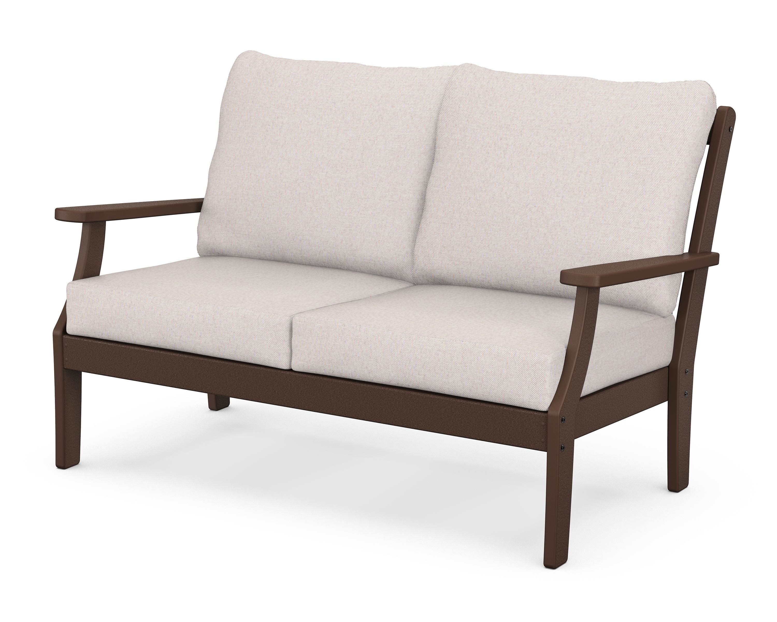 POLYWOOD® Braxton Deep Seating Loveseat in Mahogany / Dune Burlap
