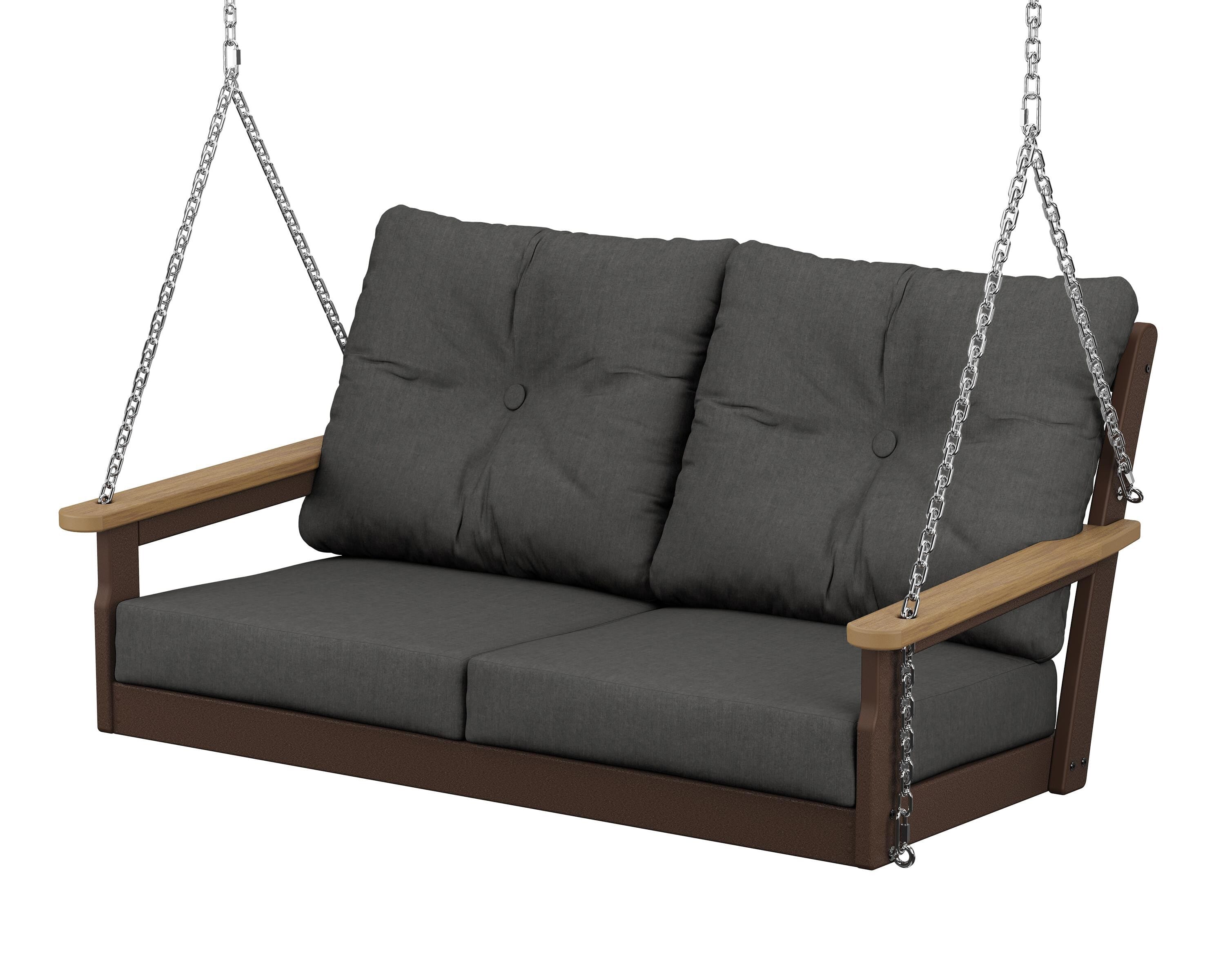 POLYWOOD® Vineyard Deep Seating Swing in Mahogany / Natural / Spectrum Carbon