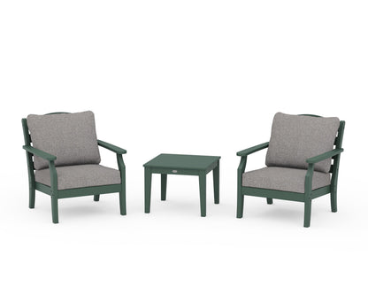 Draper James™ by  POLYWOOD® Savannah 3-Piece Deep Seating Set in Green / Grey Mist