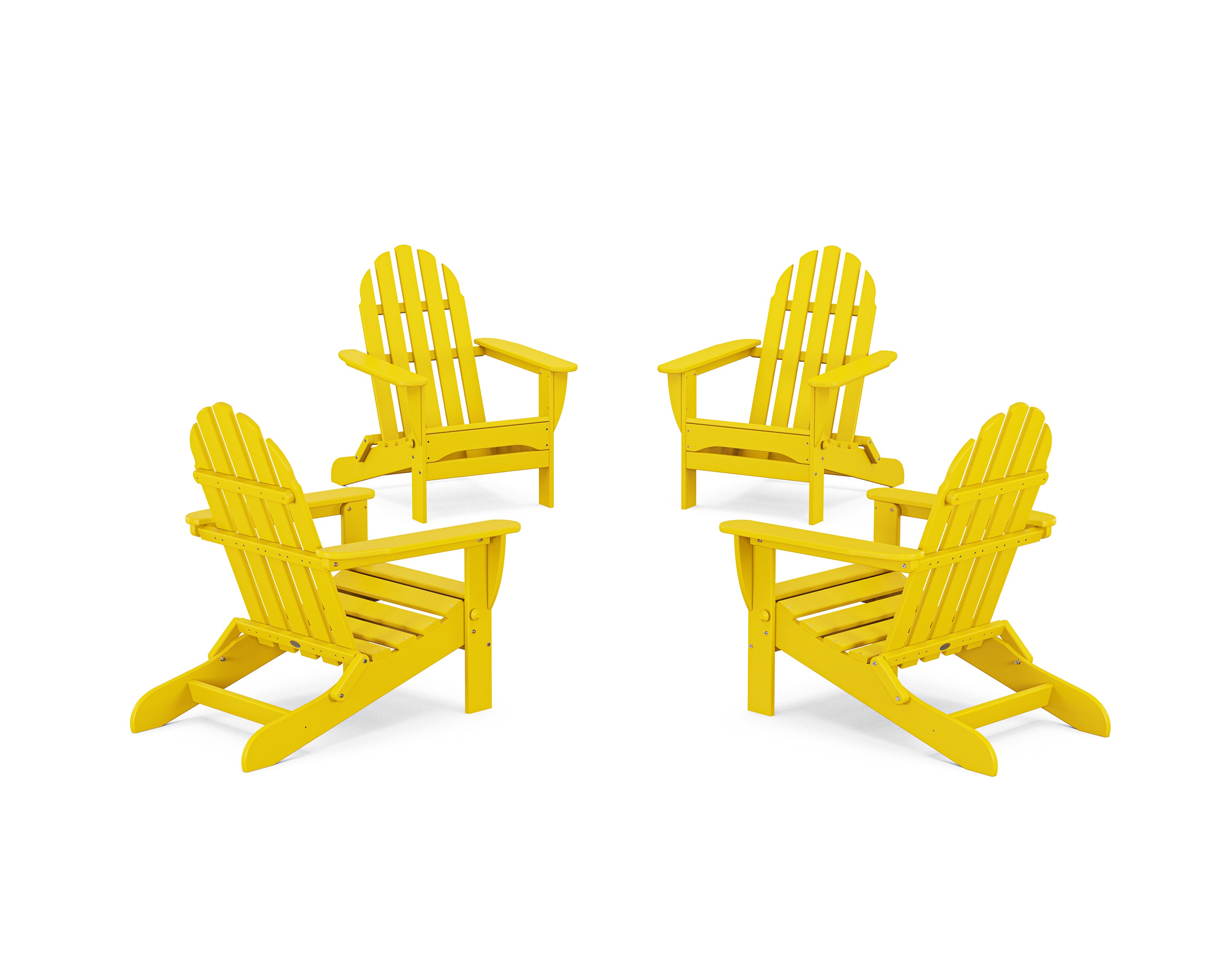 POLYWOOD® 4-Piece Classic Folding Adirondack Conversation Set in Lemon
