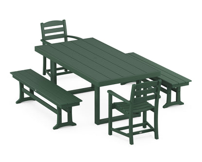 POLYWOOD® La Casa Café 5-Piece Dining Set with Benches in Green