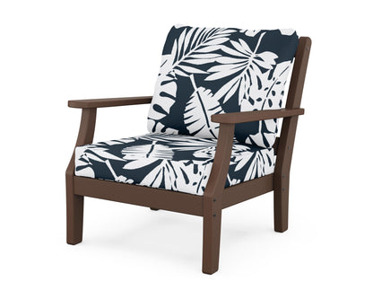 Martha Stewart by POLYWOOD® Chinoiserie Deep Seating Chair in Mahogany / Leaf Marine Indigo