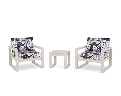 POLYWOOD® EDGE Sectional 3-Piece Deep Seating Set in Sand / Leaf Navy