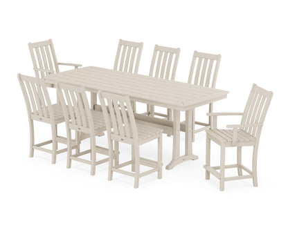 POLYWOOD® Vineyard 9-Piece Counter Set with Trestle Legs in Sand