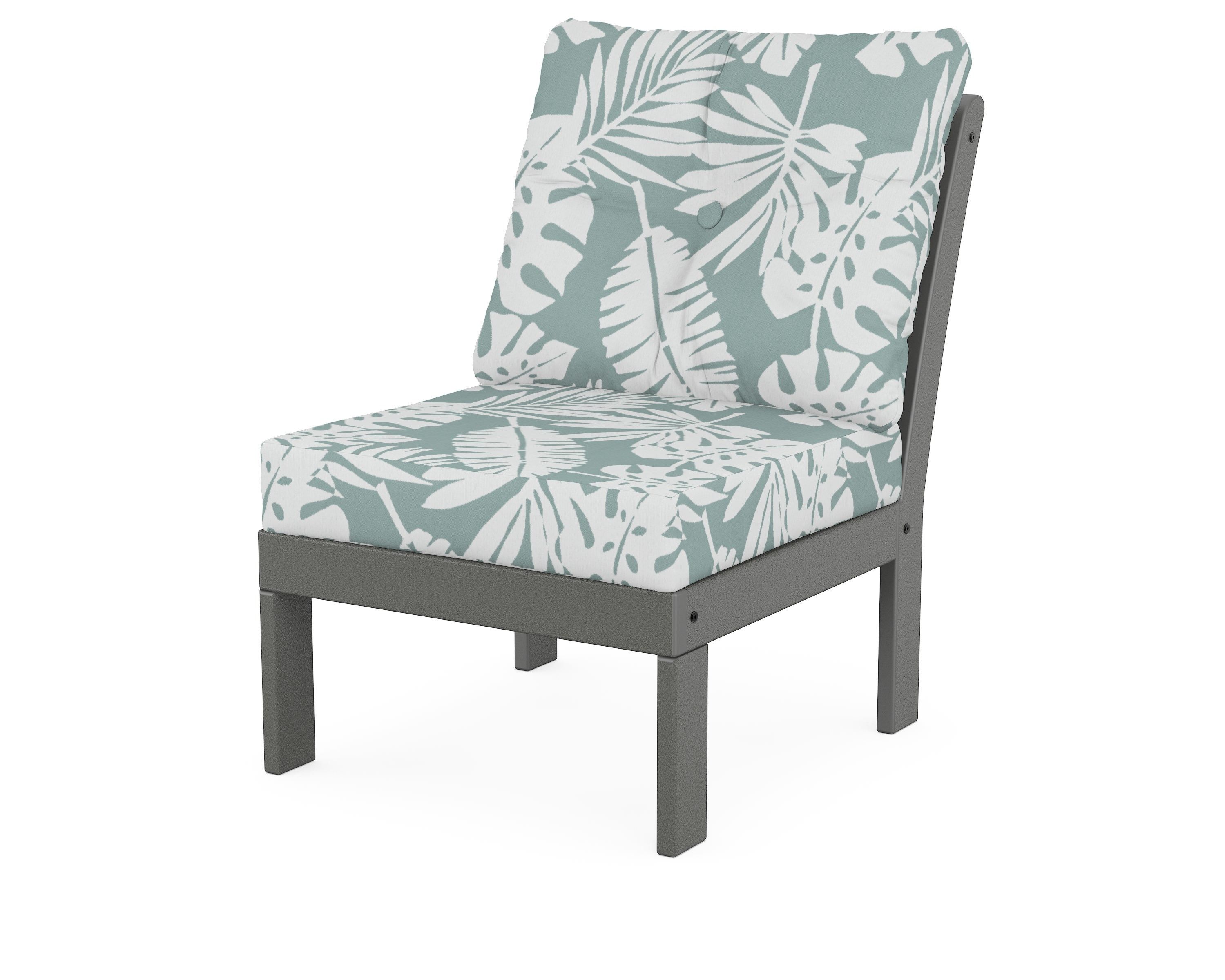 POLYWOOD® Vineyard Modular Armless Chair in Slate Grey / Leaf Glacier Spa