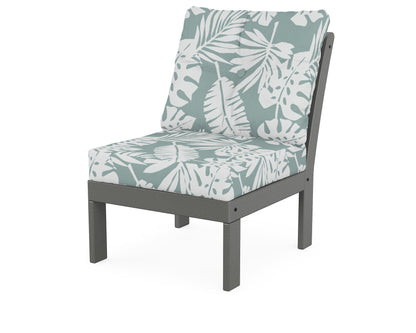 POLYWOOD® Vineyard Modular Armless Chair in Slate Grey / Leaf Glacier Spa