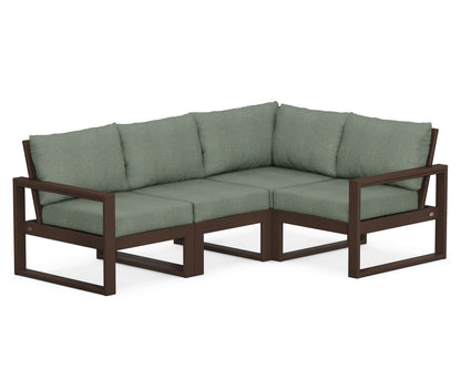 POLYWOOD® EDGE 4-Piece Modular Deep Seating Set in Mahogany / Cast Sage