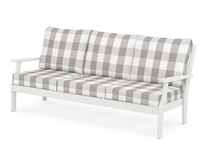 POLYWOOD® Braxton Deep Seating Sofa in Vintage White / Buffalo Plaid Grey Mist