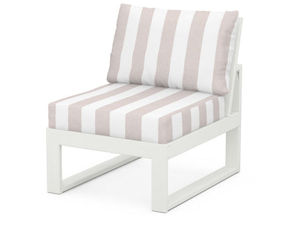 Unbranded Modular Armless Chair in Vintage White / Cabana Stripe Dune Burlap