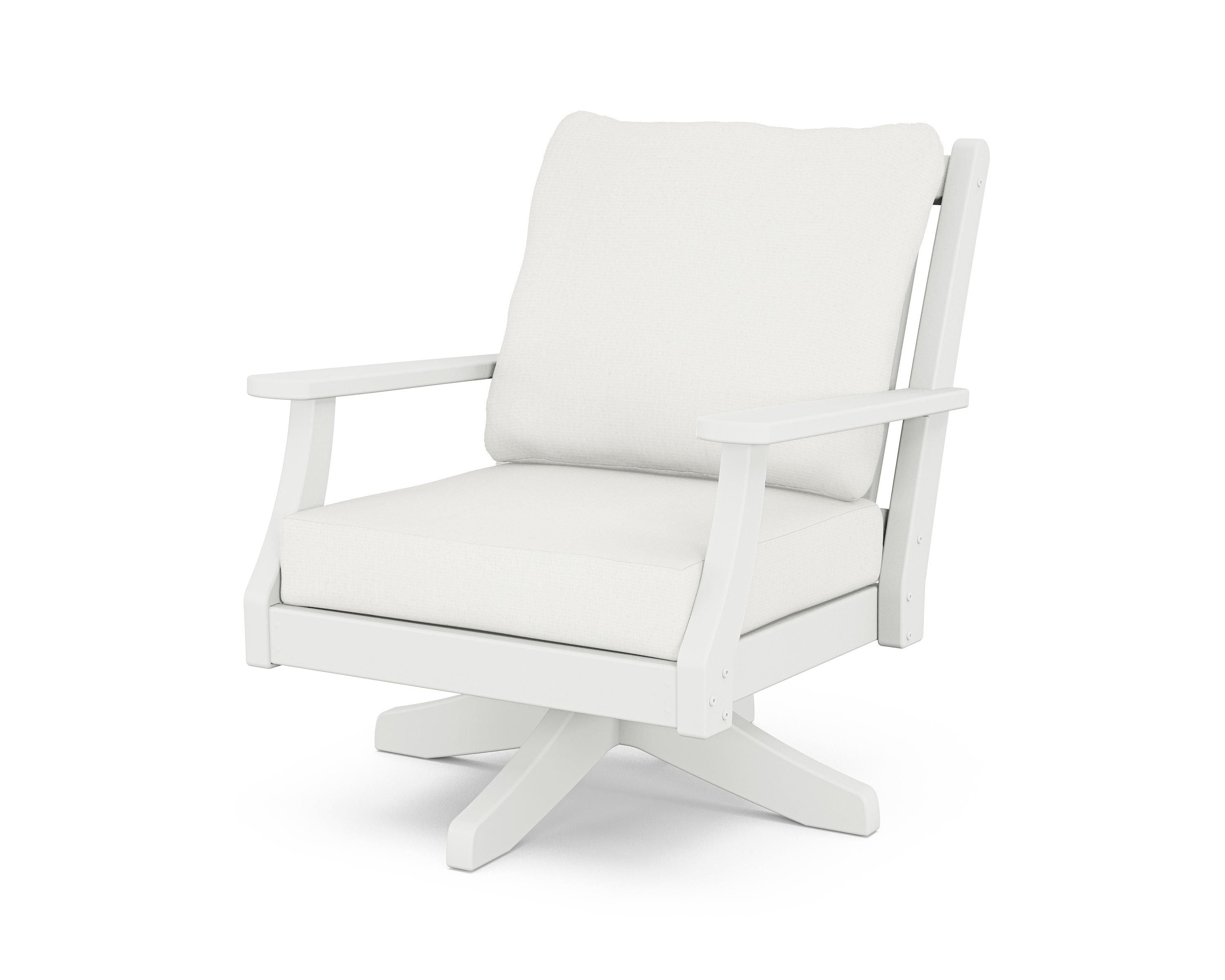 Country Living Wovendale Deep Seating Swivel Chair in White / Natural Linen